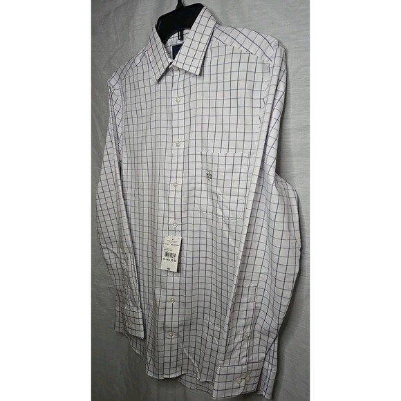 Stafford Sweat Repel Long Sleeve Button Shirt, Berg Blue Plaid, 14-14½ x 32-33 - Picture 2 of 6